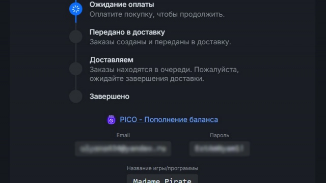 Ожидание оплаты покупки в Pico Store на Donatov.net
