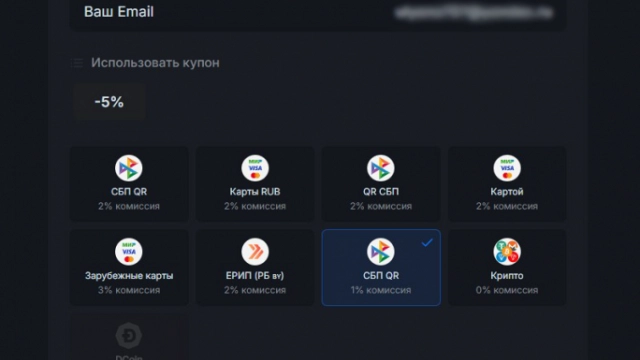 Выбор способа оплаты покупки в Pico Store на Donatov.net