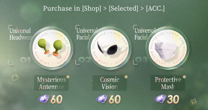 Предпросмотр новых предметов в ACC Shop в Love and Deepspace