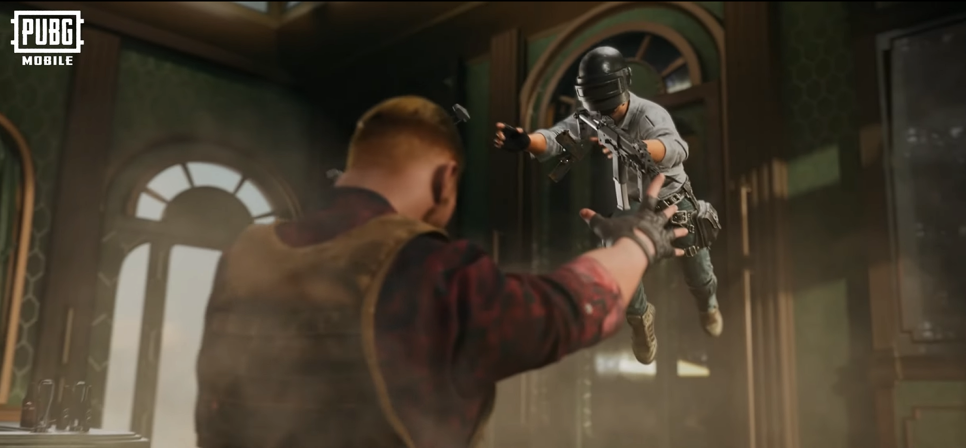 Нападение главного персонажа PUBG MOBILE на бандита