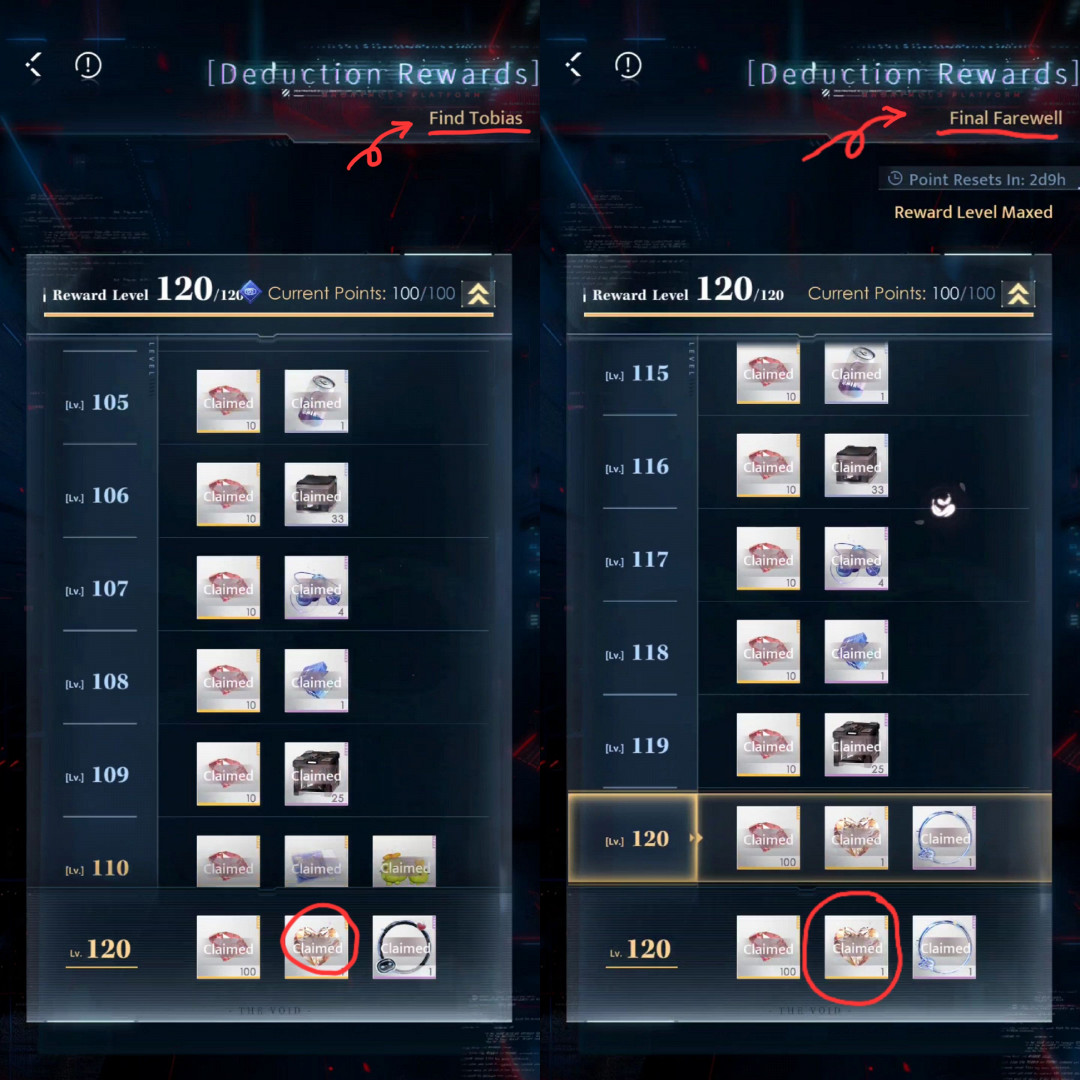 Полученные награды в подразделах Abyssal Chaos