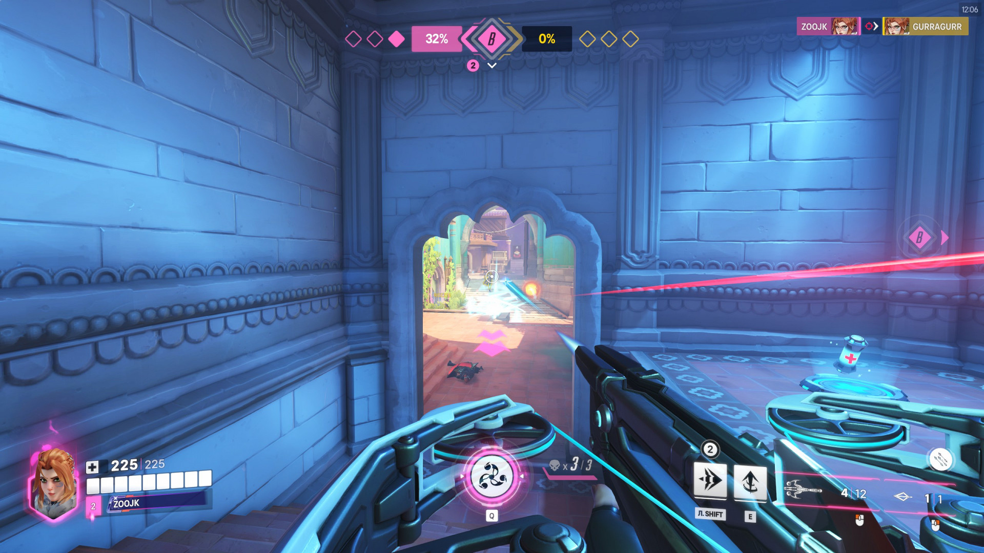Пример геймплея за героя Фрейя Overwatch 2