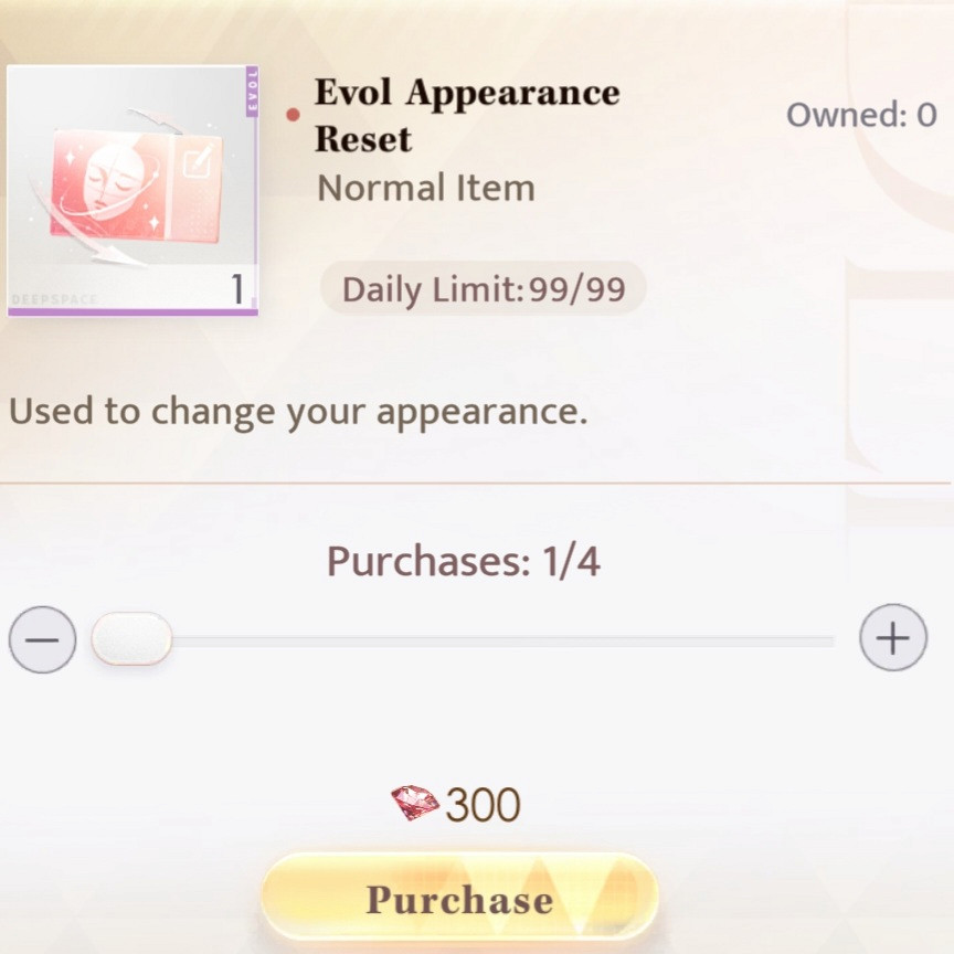 Evol Appearance Reset