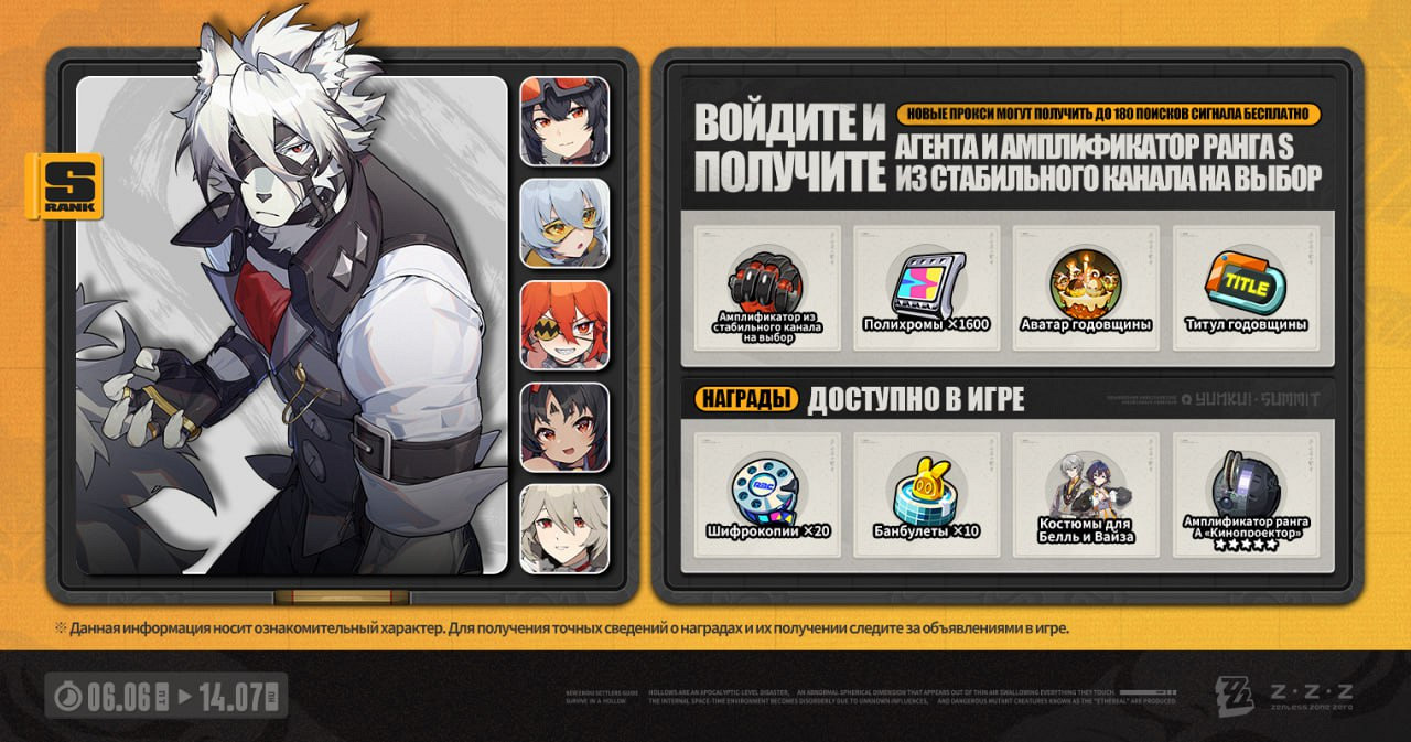 Награды ZZZ за вход