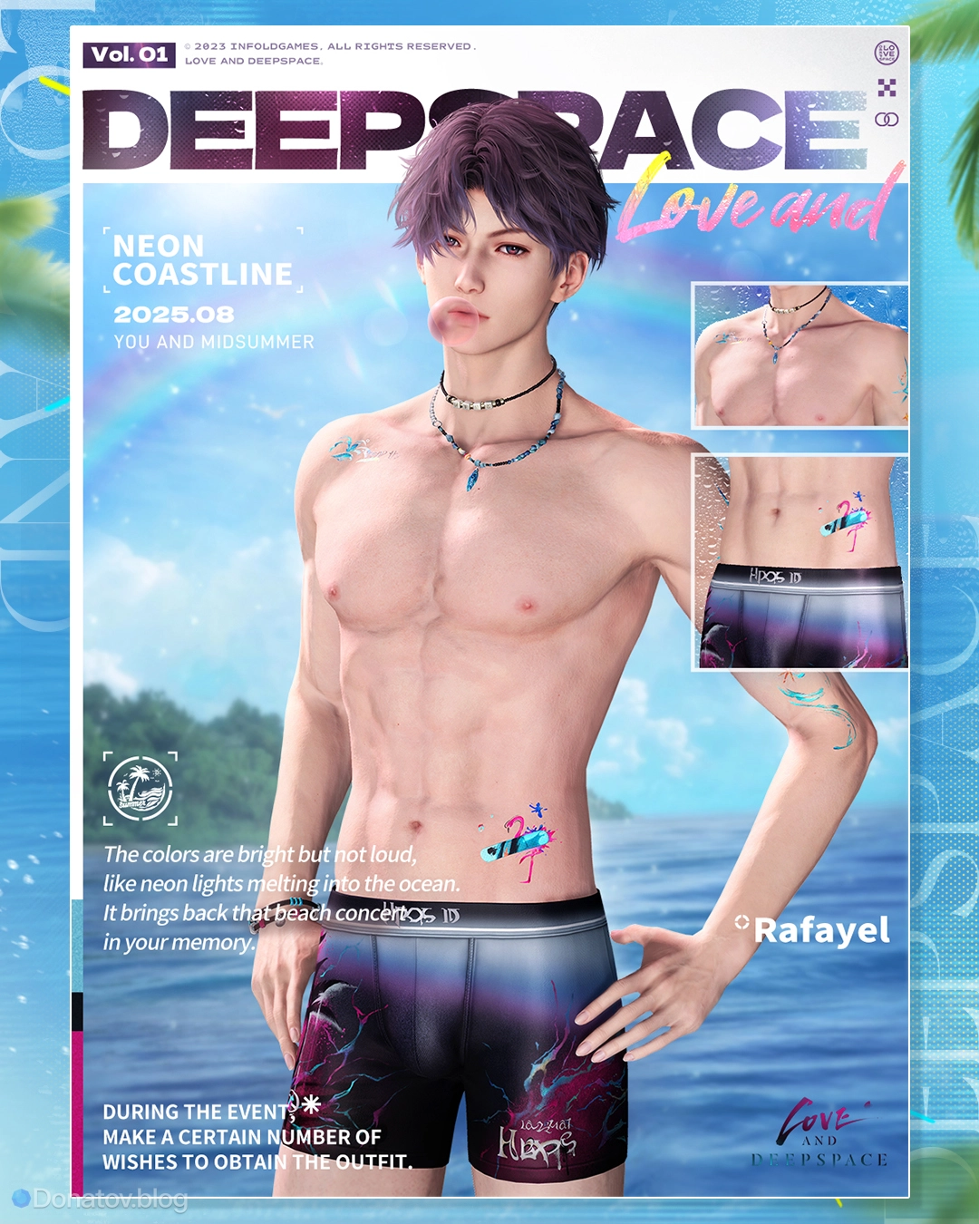 Летний баннер Love and Deepspace: 5☆ воспоминания, купальники и