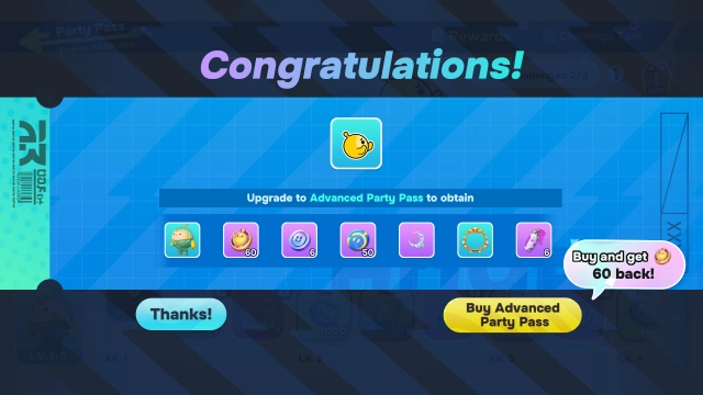 При прохождении заданий Party Pass игрок получает награды