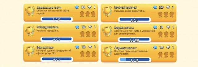 Полный список достижений раздела «Улучшение фермы и города»