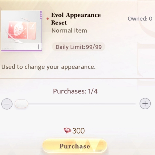 Evol Appearance Reset
