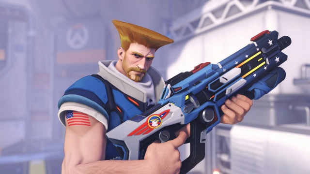 Облик Гайла из Street Fighter на Солдата-76 из Overwatch