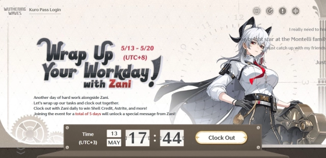 Wrap Up Your Workday with Zani — майский web event в Wuthering Waves