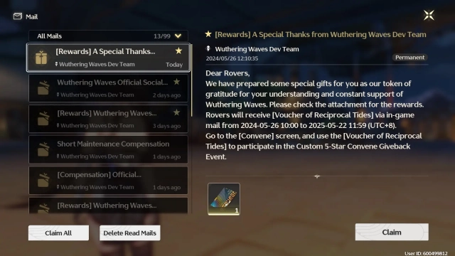 Voucher of Reciprocal Tides гарантирует пятизвездочного персонажа