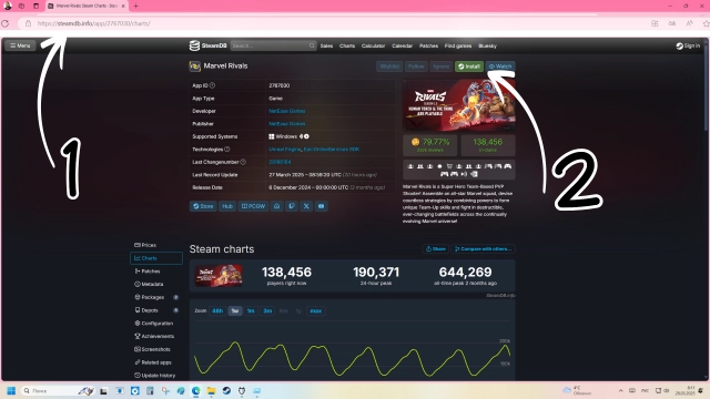Игра на сайте SteamDB