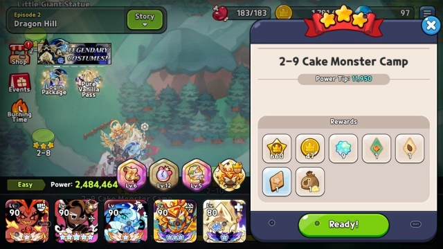 Поединок 2-9 «Cake Monster Camp» квест «Dragon Hill» 