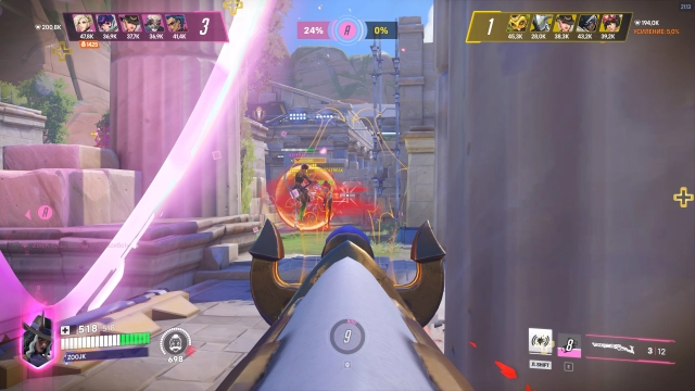 Пример игры за героя Эш в режиме Стадион в игре Overwatch 2