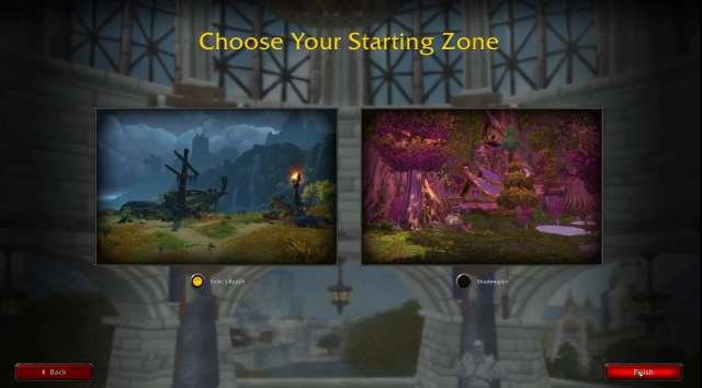Выбор стартовой зоны в World of Warcraft
