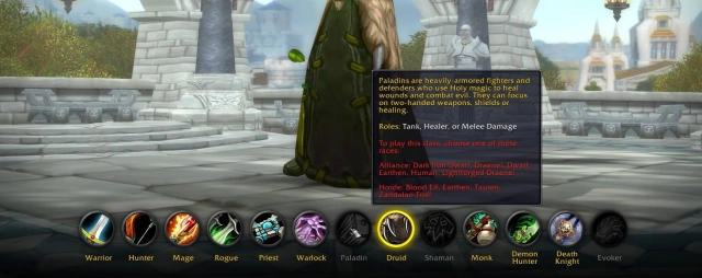 Доступные классы при выборе расы в World of Warcraft