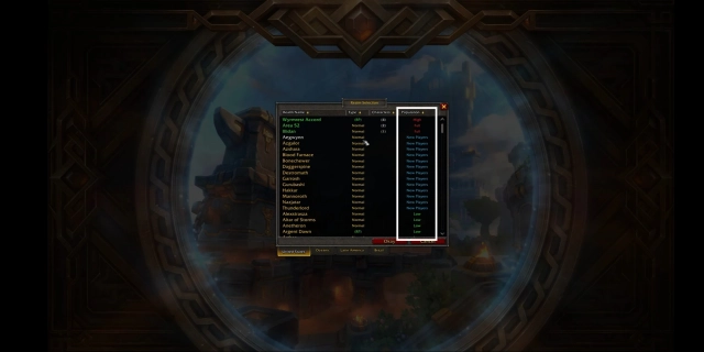 Виды серверов в World of Warcraft по нагруженности