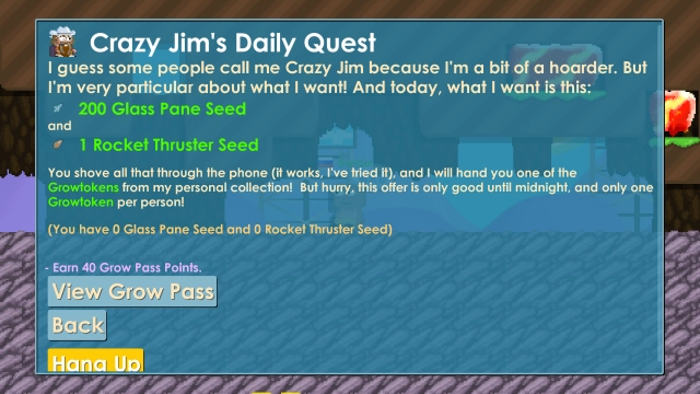 Ежедневные задания у Crazy Jim в GrowTopia
