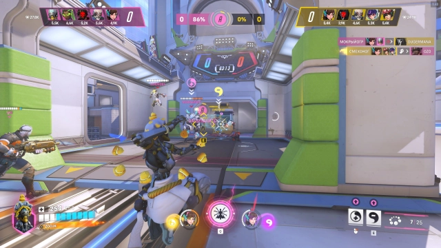 Пример игры за Дзенъятту в Overwatch 2 в режим Стадион