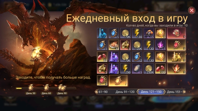 Этапы события «Ежедневного входа» в Watcher of Realms