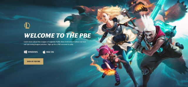 Регистрация в League of Legends PBE