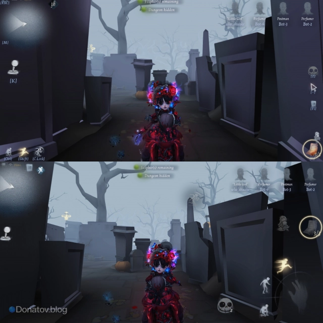 Сравнение экрана на пк и в мобильной версии Identity V