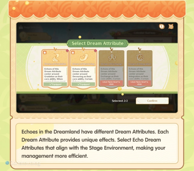 Выбор свойств сна в событии Phantasma Dreamland: Echo Dreamland Leisure Event в Wuthering Waves