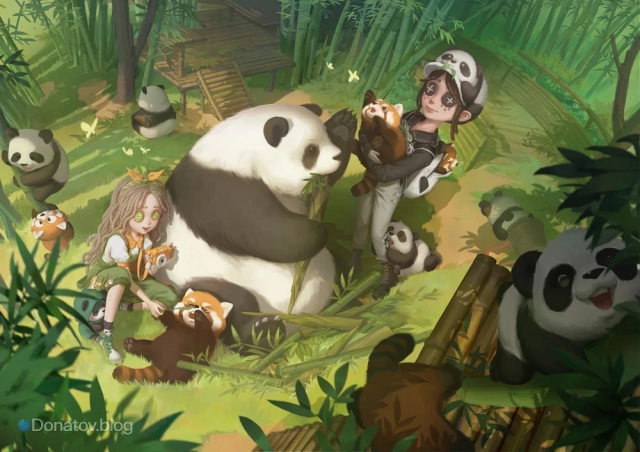 Арт со скинами Panda Friend и Panda Keeper для Identity V