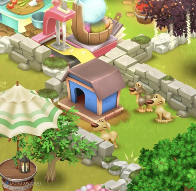 Собаки и их домики в Hay Day