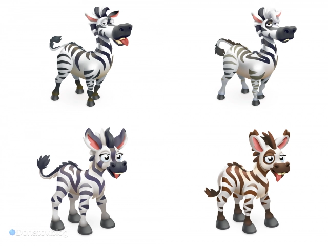 Зебры и их детёныши в Hay Day