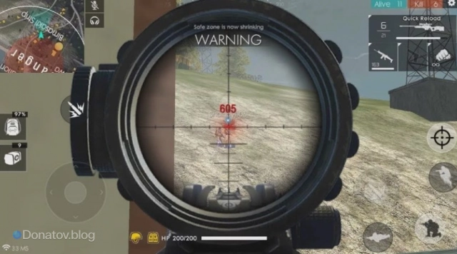 Прицел с красной точкой в Free Fire.