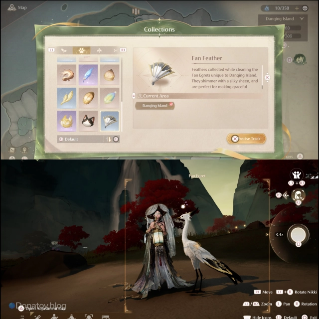 Поиск и фотография Fan Egret в Infinity Nikki