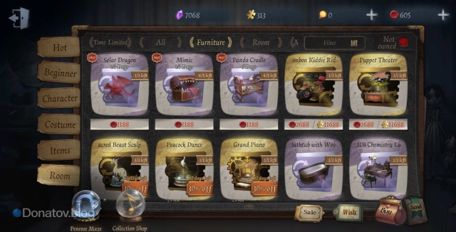 Раздел Furniture в Identity V