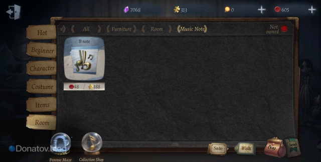 Раздел Music Note в Identity V