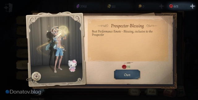 Эмоция Blessing для персонажа Prospector в Identity V