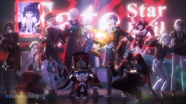 Арчер со всеми персонажами ивента Fate/stay night