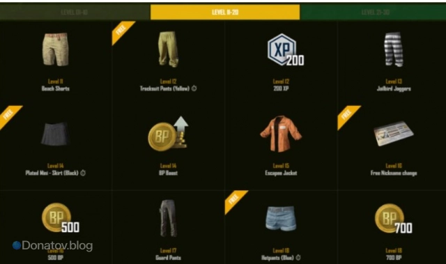 Награды Event Pass: Sanhok за 8-20 уровни.