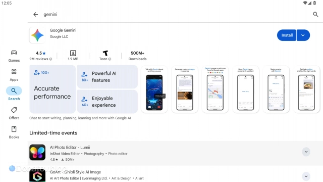 Мобильное приложение Gemini в Google Play