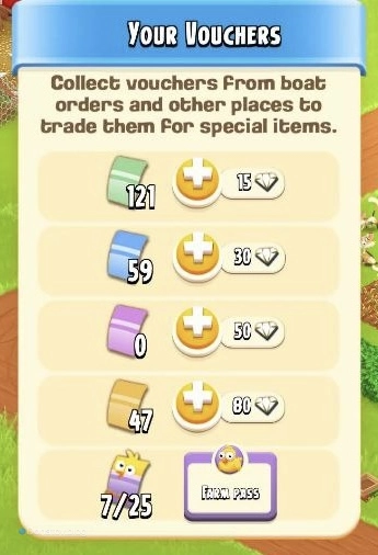 Ваучеры в Hay Day