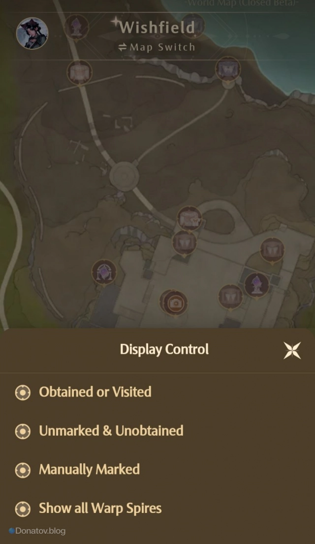 Display Control на интерактивной карте Infinity Nikki