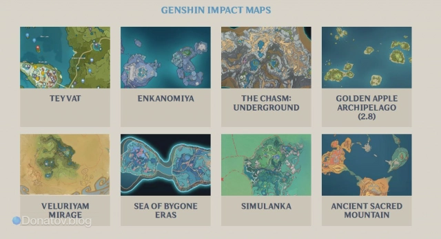 Выбор региона на карте от Genshin Map