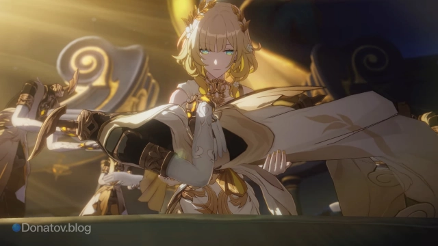 Фрагмент с Аглаей из сюжетной катсцены в HSR