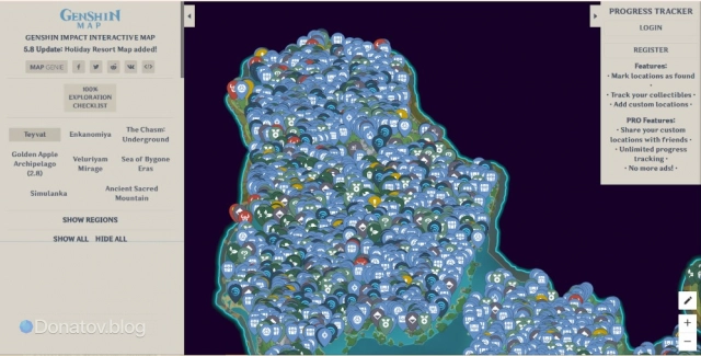 Интерактивная карта Фонтейна на Mapgenie.io