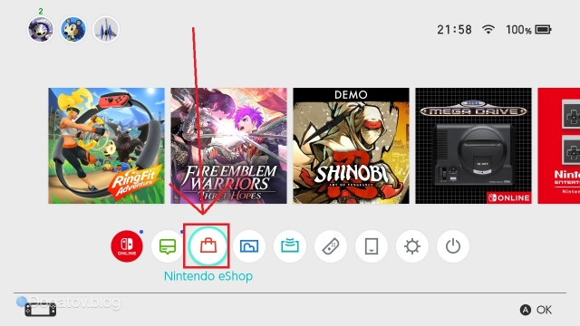 Иконка eShop в интерфейсе Nintendo Switch