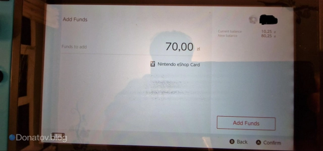 Пополнение баланса в Nintendo eShop