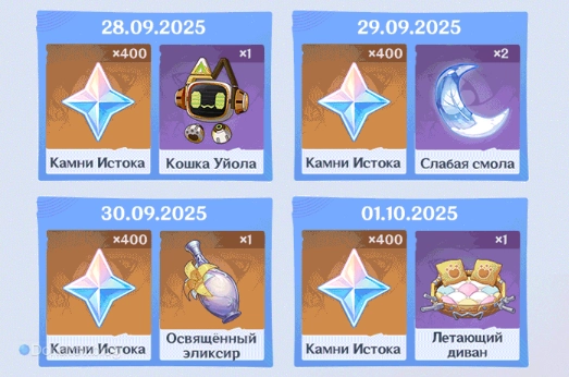 Все нарады Послания благодати в Genshin Impact