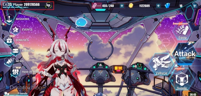 Главное меню в игре Honkai Impact 3rd