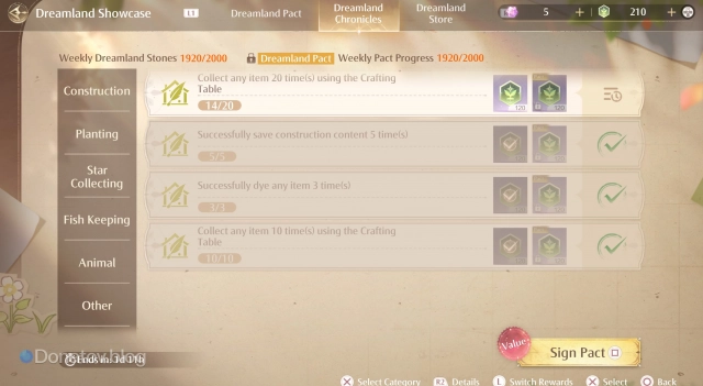 Раздел Dreamland Chronicles в Infinity Nikki