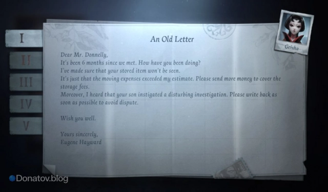 An Old Letter в Identity V