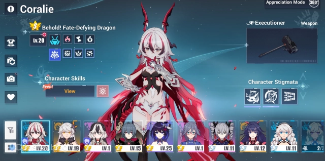 Меню прокачки валькирий в Honkai Impact 3rd